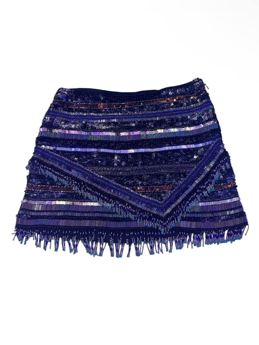 Parker brand geometric fully beaded around multicolored skirt size 0.